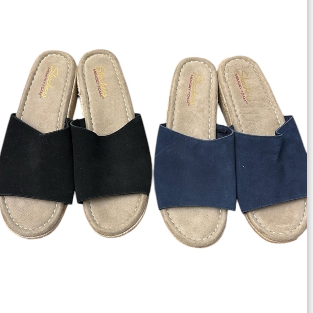 SKECHERS memory foam espadrille slippers 2 pairs